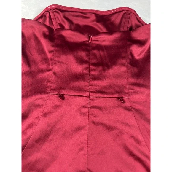 Babyboo Dress Womens Small Red Strapless Satin A-Line Fit & Flare Cocktail Party - Picture 7 of 12